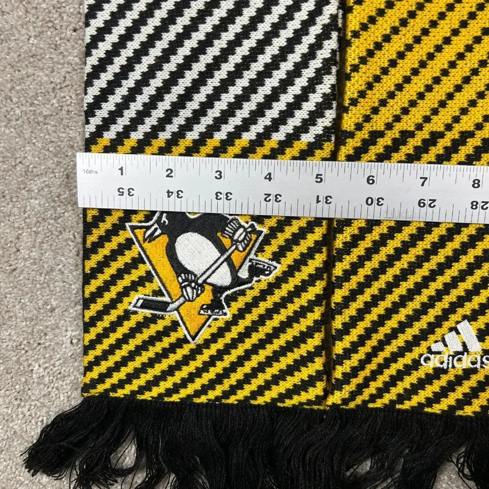 Adidas Unisex One‎ Size Yellow Black Knit NHL Pittsburgh Penguins Hockey Scarf